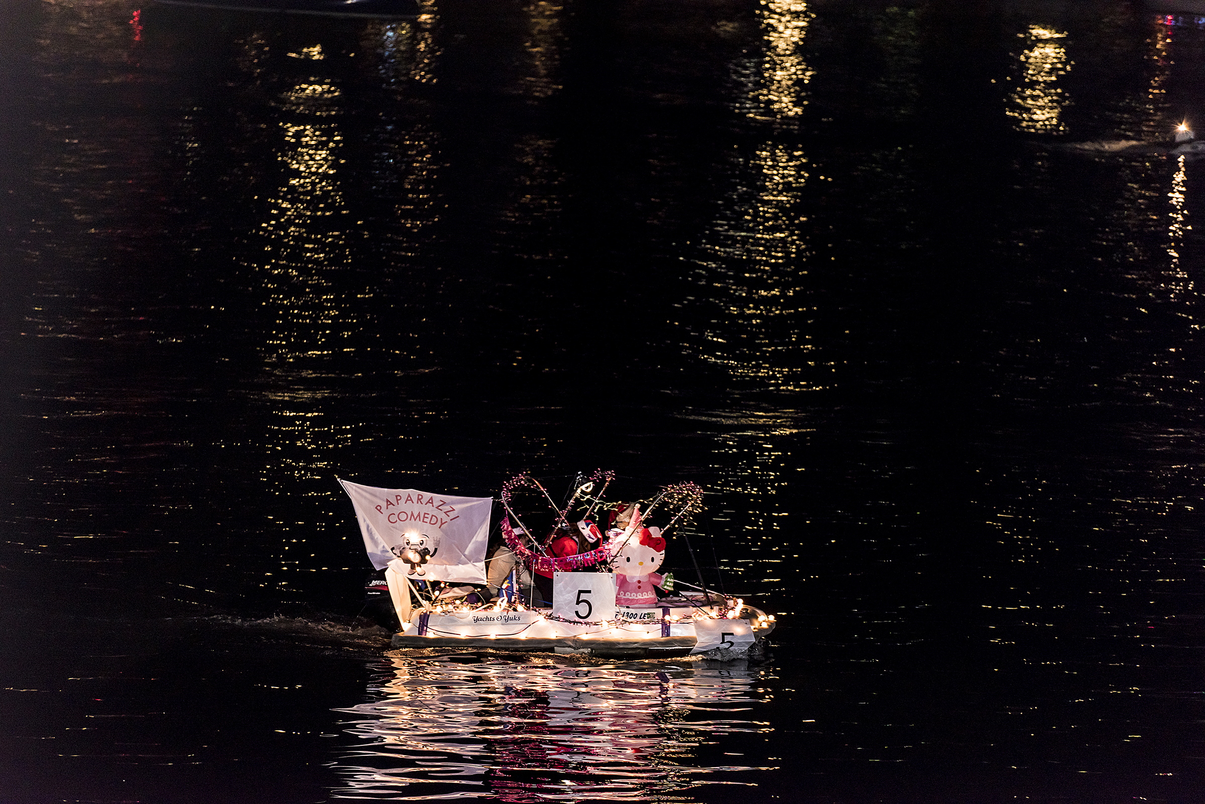 Hello Kitty and Santa At 2014 Marina Del Rey Boat Parade