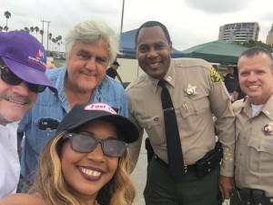 Marina Yacht Club Commodore Craig Melone, Jr. Staff Commodore Gisele Ozeri, Jay Leno and LASD Captain Joseph Stephen attending Shelby's Return to Venice - Help For Heroes LASD Sgt. Steven Owens Memorial Benefit 